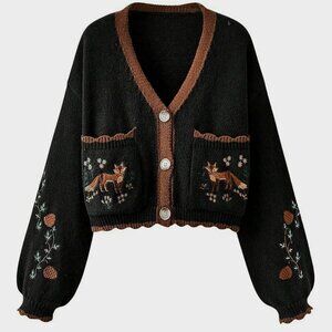 Foxes And Acorns Cropped Cardigan